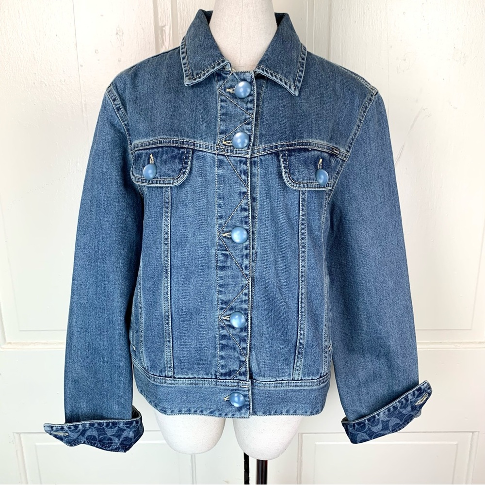 NEW! Coach Signature Women's Denim Jacket Size L $450
